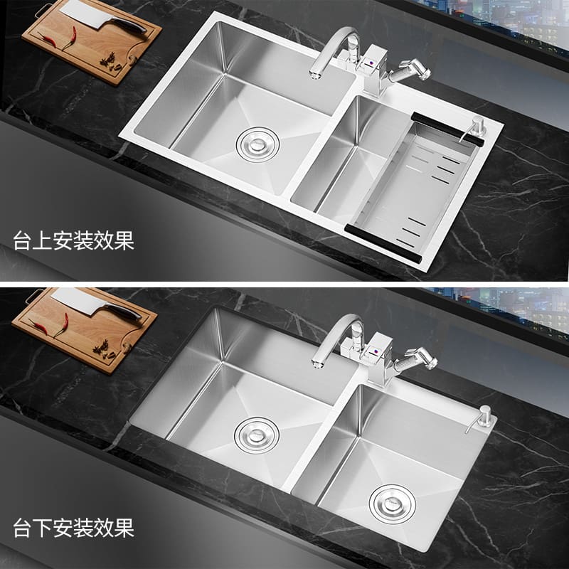 Chậu rửa bát đôi bể bơi bằng thép không gỉ cao cấp, tiện lợi cho nhà hàng CR-478