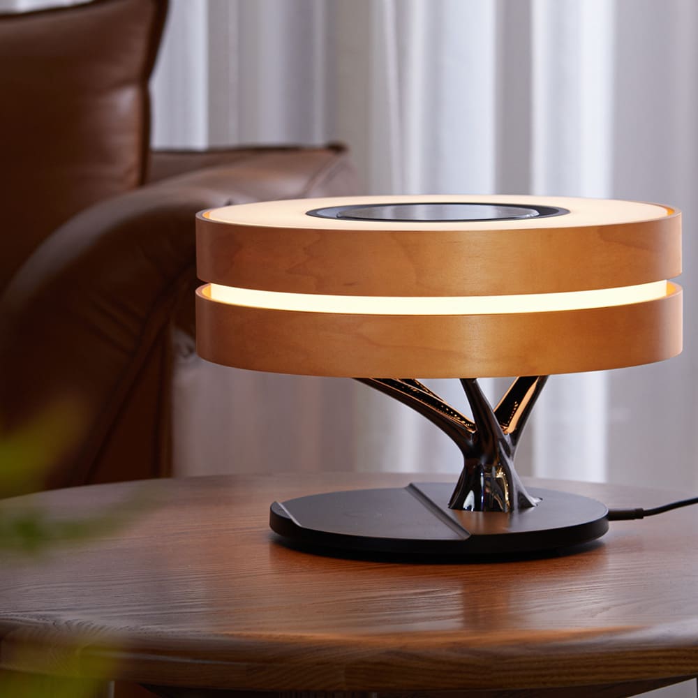 Lâm Hi Bình Minh Phòng Ngủ Hộp Loa Bluetooth LED Gỗ Chắc Chắn Thông Mi - DDB-649