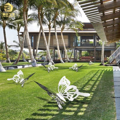 Bướm bằng thép không gỉ trang trí thủ công mỹ ngoài trời bền đẹp, thân thiện  DTTNT_22