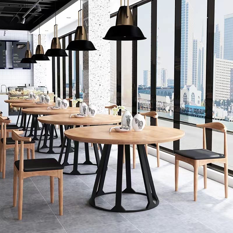 Bàn ăn tròn gỗ đặc phòng nhỏ bình thường quán cà phê Bàn - BGCF-728