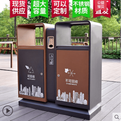 Thùng rác ngoài trời bằng thép không gỉ phân loại ngoài trời bền đẹp, thân th TGNT_149