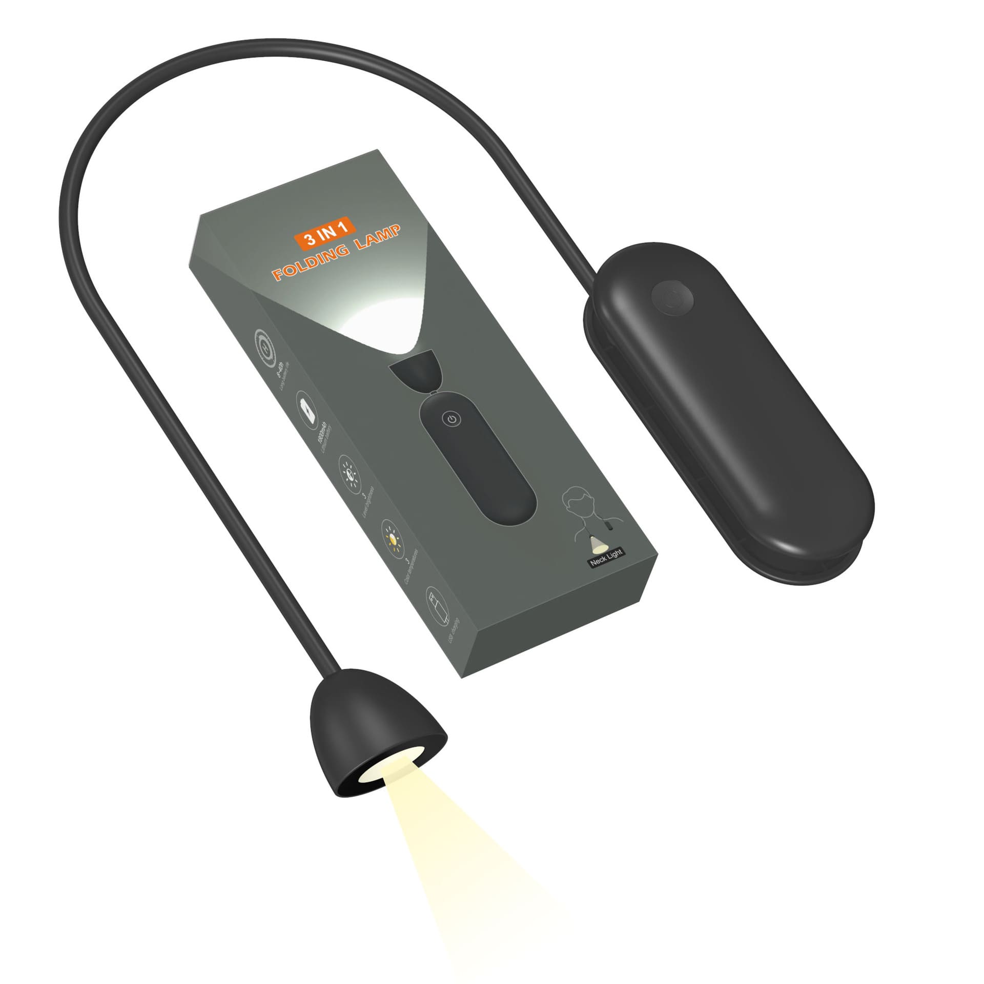Gấp treo cổ đèn LED đèn đọc sách đèn pin sạc thể thao ngoài trời bảo d - DDB-688