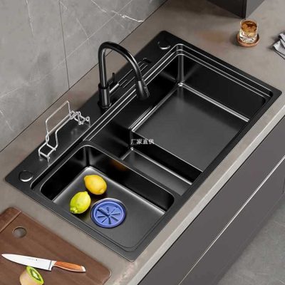 Bán buôn nhà bếp nano đen thủ công bước bồn cao cấp, tiện lợi cho nhà hàng CR CR-391
