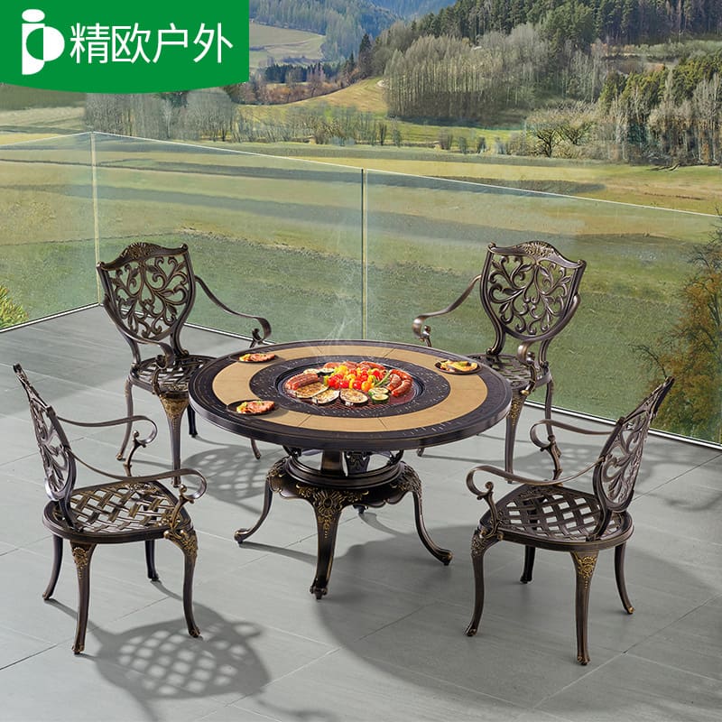 Bàn nướng ngoài trời sân ngoài trời bàn ghế nhôm ngoài trời bền đẹp, thân thi BGSV_1380