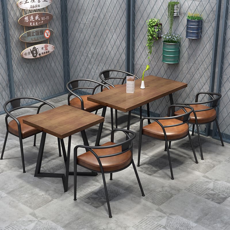Bàn ghế ăn gỗ đặc Mỹ nhà hàng cafe bar Bàn ghế ăn sắt rèn - BGCF-767