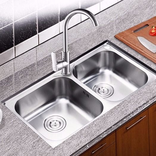 Chậu rửa dày lớn bên trái và bên phải, chậu cao cấp, tiện lợi cho nhà hàng CR CR-123