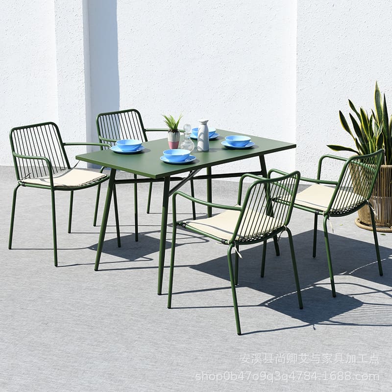 Bàn ghế thép chống mưa căn hộ nhỏ phong cách ngoài trời bền đẹp, thân thiện m BGSV_1360