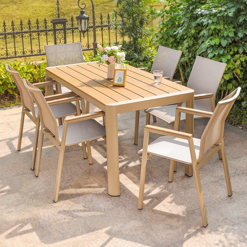 Bàn ghế gỗ nhựa ngoài trời sân vườn bằng gỗ ngoài trời bền đẹp, thân thiện mô BGSV_890