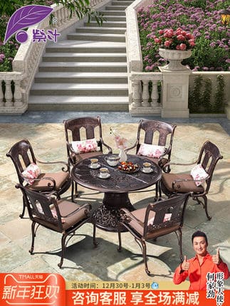 Bàn ghế nhôm đúc kèm bếp lẩu-nướng ngoài trời bền đẹp, thân thiện môi trường  BGSV_1132