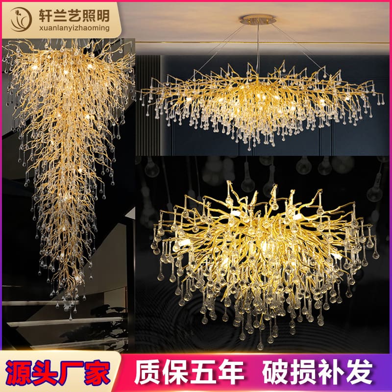 Ánh Sáng Sang Trọng Đèn Chùm Pha Lê Phòng Khách Đèn Sáng Tạo Nhánh Giọt - DC-973