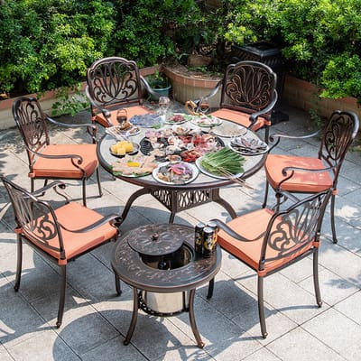 Bàn ghế nướng ngoài trời nhôm đúc phong cách châu ngoài trời bền đẹp, thân th BGSV_1257