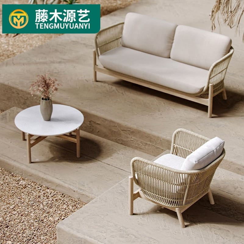 Ngoại thất sân vườn gỗ mây yuanyi ghế sofa ngoài ngoài trời bền đẹp, thân thi BGSV_789