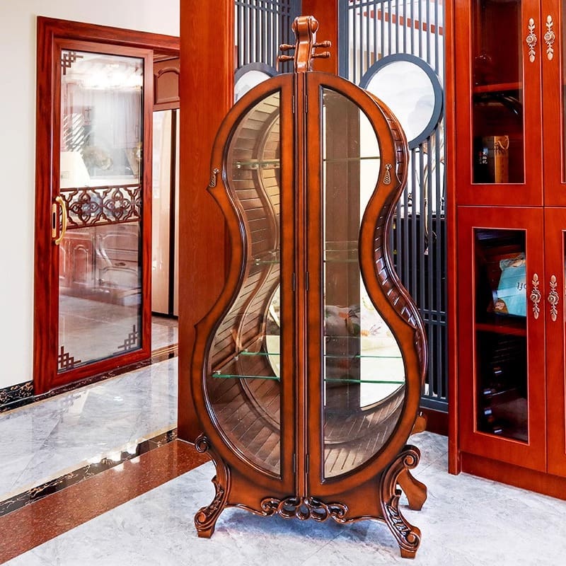 Tủ rượu violon phòng khách gỗ nguyên khối chạm khắc cao cấp, tiện lợi cho nhà TR-285