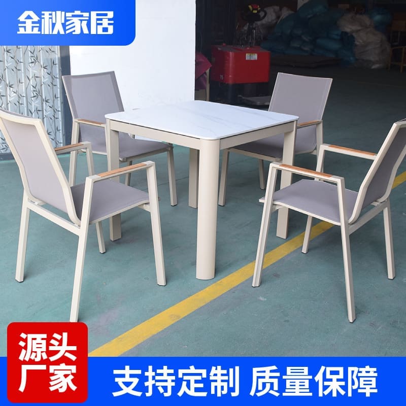 Ghế lưới teslin với bàn đá hợp kim nhôm thích ngoài trời bền đẹp, thân thiện  BGSV_721