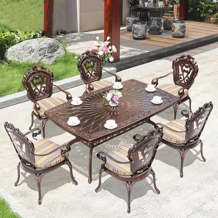 Bàn ghế sân vườn ngoài trời nhôm đúc ghế đơn ngoài trời bền đẹp, thân thiện m BGSV_1308