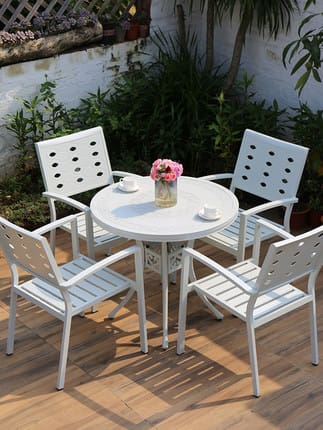 Bàn ghế sân vườn nhôm đúc, phong cách châu âu ngoài trời bền đẹp, thân thiện  BGSV_1341