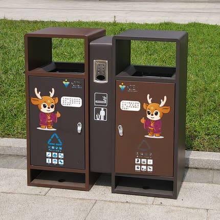 Thùng rác ngoài trời thùng rác bằng thép không gỉ ngoài trời bền đẹp, thân th TGNT_586