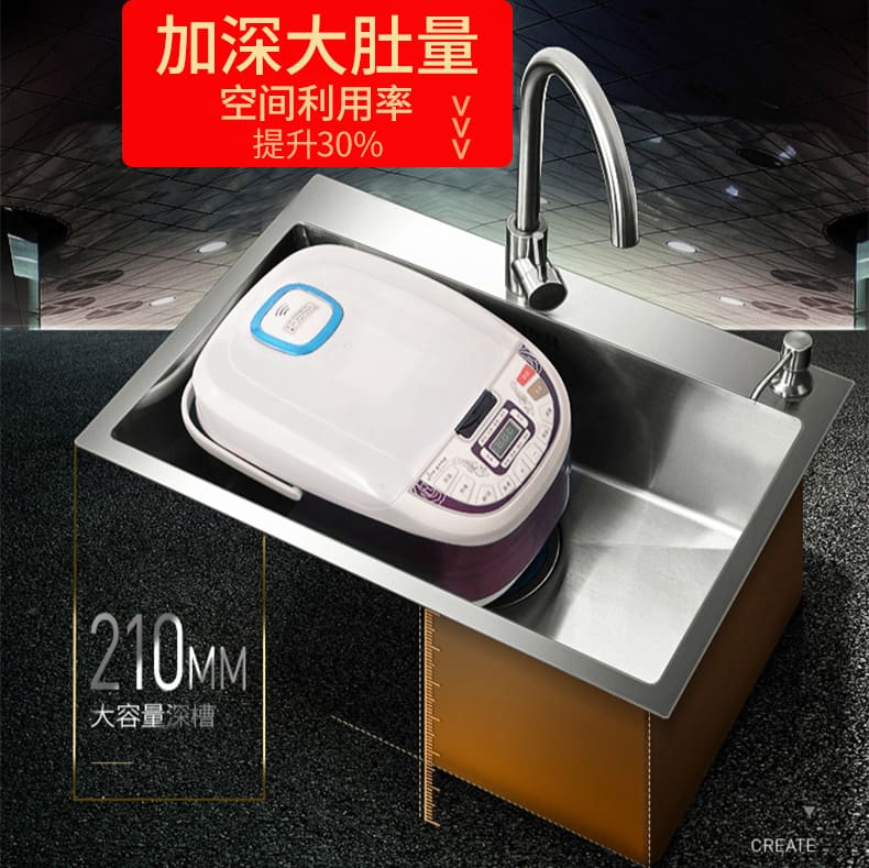 Kích thước dày làm bằng tay inox 304 chậu rửa cao cấp, tiện lợi cho nhà hàng  CR-124