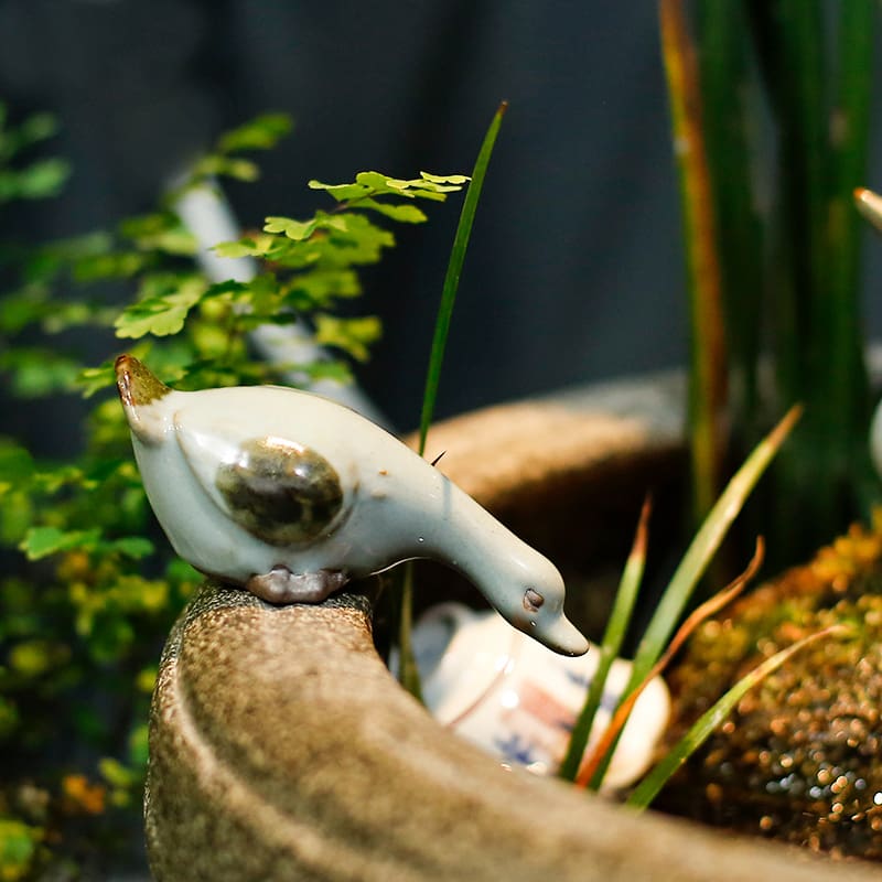 Gốm sứ vịt trang trí bể cá động vật đồ ngoài trời bền đẹp, thân thiện môi trư nan