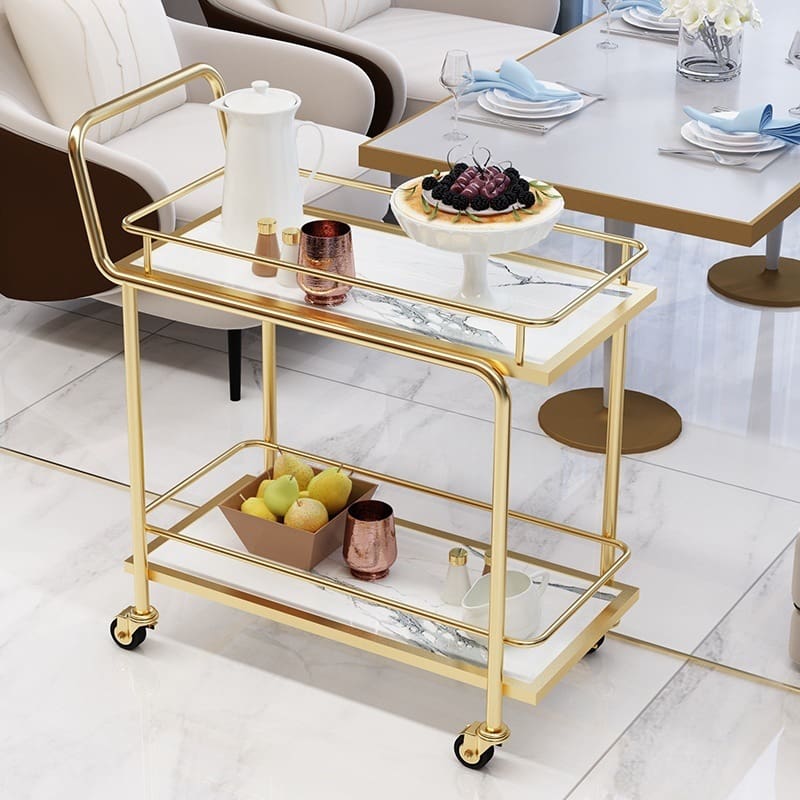 Bắc âu vàng thương mại trà xe di động bánh chất lượng cho khách sạn DKS-552