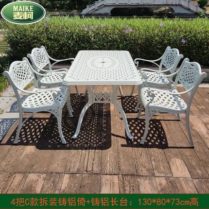 Bàn ghế nhôm đúc màu trắng biệt thự sân vườn ngoài trời bền đẹp, thân thiện m BGSV_1137