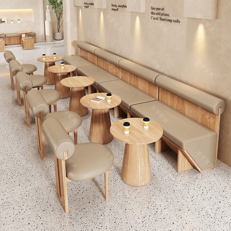 Bàn ghế Quán trà sữa Quán cà phê gỗ chắc chắn Ghế sofa Đơn - BGCF-1749