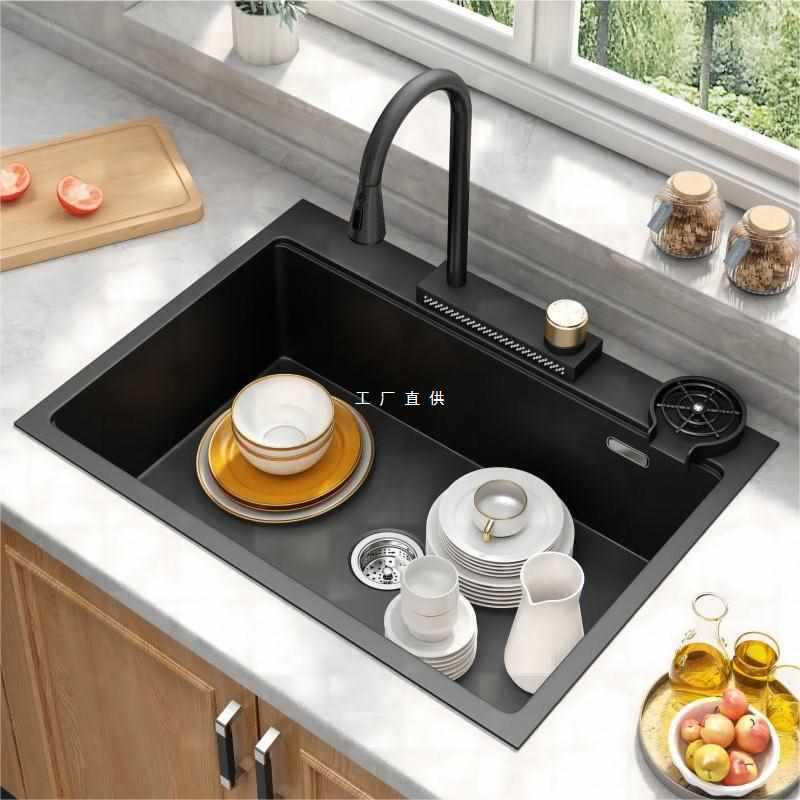 Bồn rửa bằng đá thạch anh bồn rửa đơn bồn cao cấp, tiện lợi cho nhà hàng CR-135