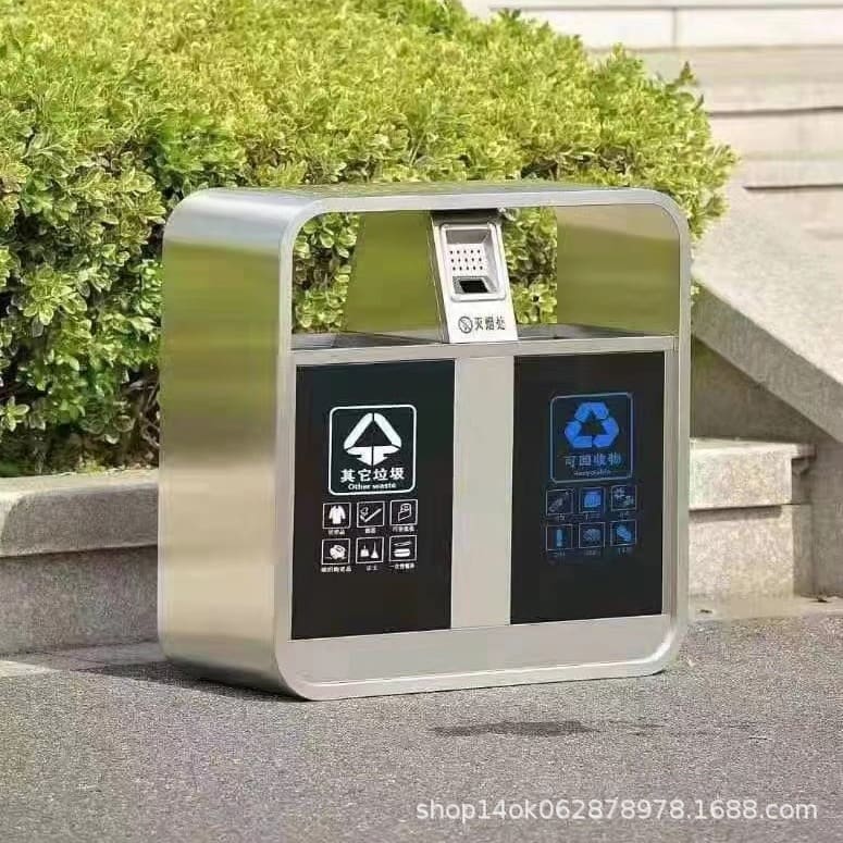 Thùng rác ngoài trời thùng rác inox vệ sinh ngoài ngoài trời bền đẹp, thân th TGNT_1211