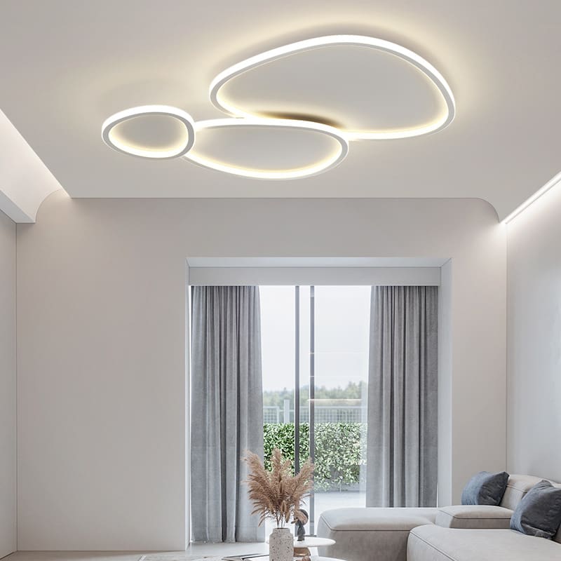 Đèn trần phòng khách tối giản hiện đại màu kem phong cách - DTN-1107