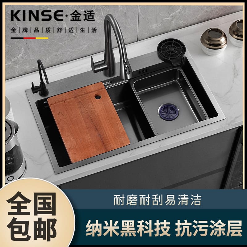 Bộ bồn rửa chén bằng thép không gỉ kéo vòi cao cấp, tiện lợi cho nhà hàng CR-515