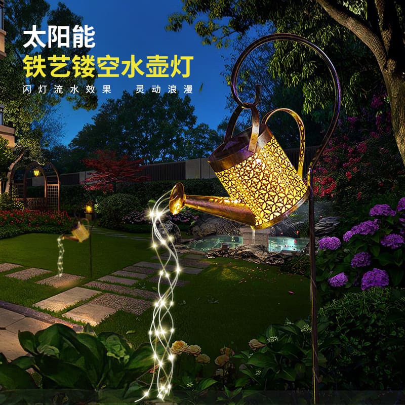 Ấm Đun Nước Năng Lượng Mặt Trời Đèn Sắt Rỗng Retro Cảnh Quan Sân Vườn - DNT-1627
