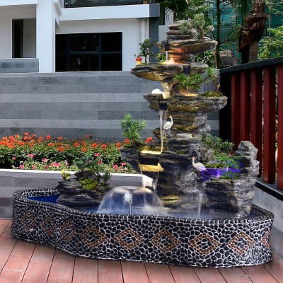 Hòn non bộ lớn nước chảy đài phun nước trang ngoài trời bền đẹp, thân thiện m DTTNT_34