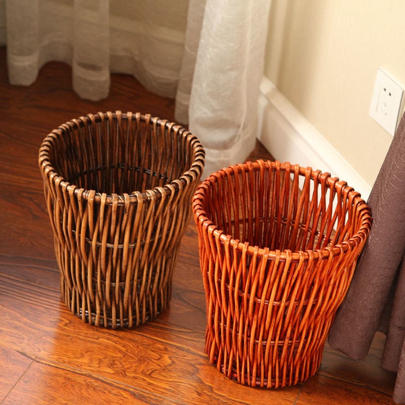 Giỏ đựng rác mây thùng rác đan bằng giấy sáng ngoài trời bền đẹp, thân thiện  TGNT_971