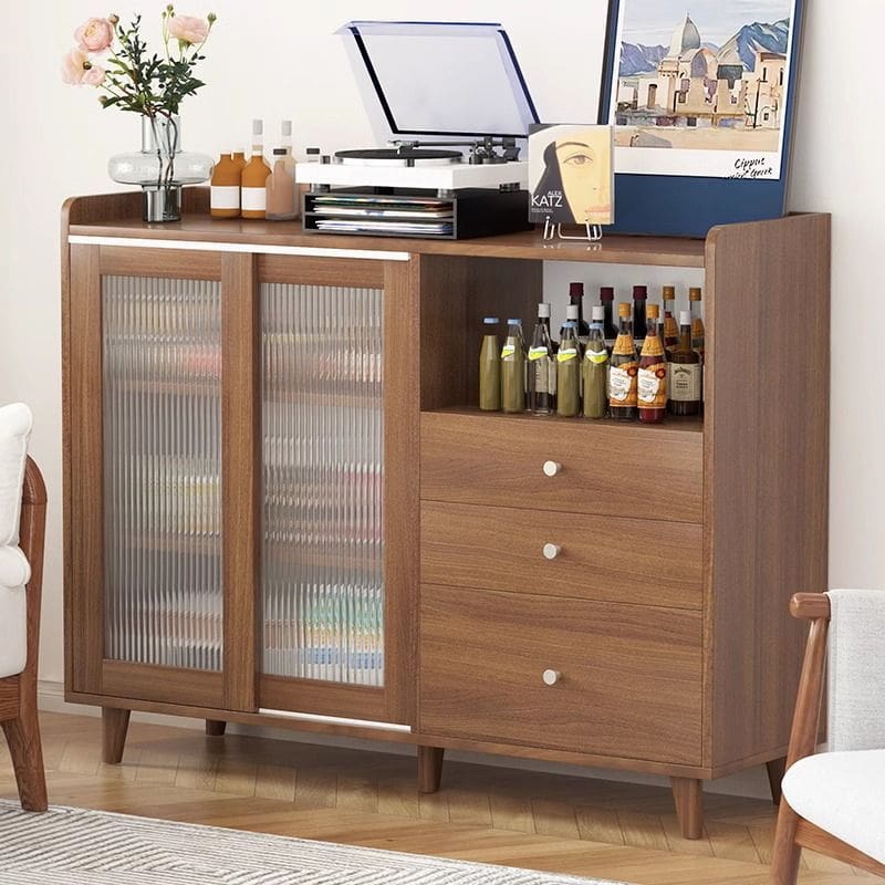 Tủ màu óc chó tích hợp tủ treo tường tủ cao cấp, tiện lợi cho nhà hàng TR-718