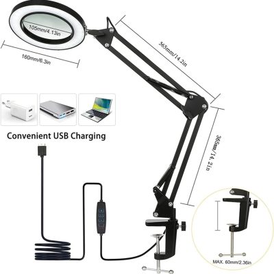 led gấp cánh tay dài clip bảo vệ mắt đèn usb đọc sách đèn led clip kín - DDB-757