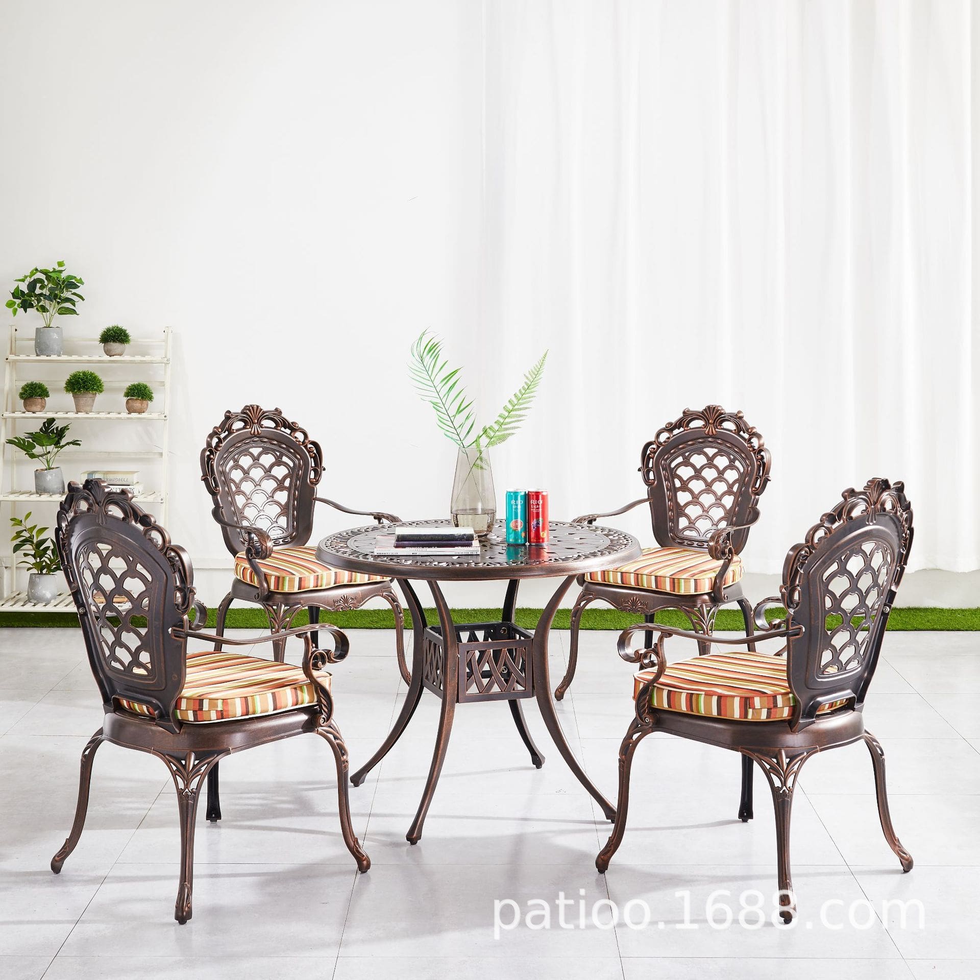 Bàn ghế đúc rỗng bàn ghế nhôm đúc chạm khắc ngoài trời bền đẹp, thân thiện mô BGSV_1525
