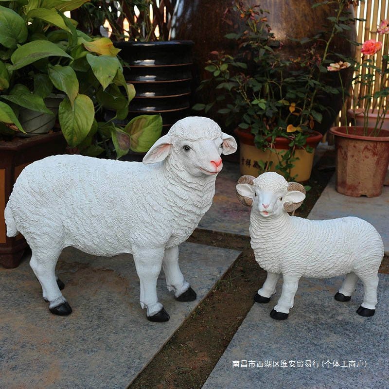 Thịt cừu đồ trang trí mô hình cừu trang trí ngoài trời bền đẹp, thân thiện mô nan