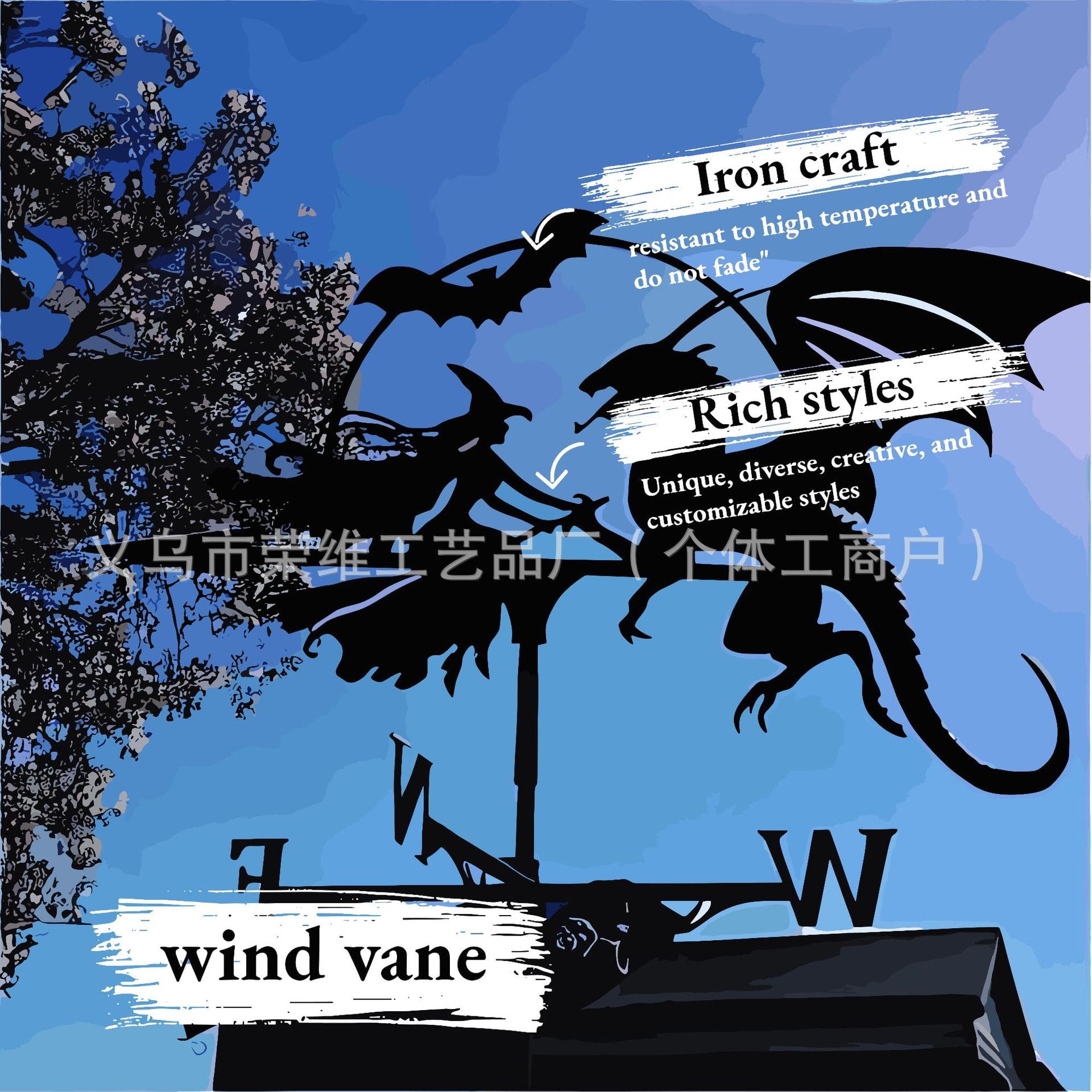 Xuyên biên giới sân cánh gió thời tiết rèn sắt ngoài trời bền đẹp, thân thiện nan