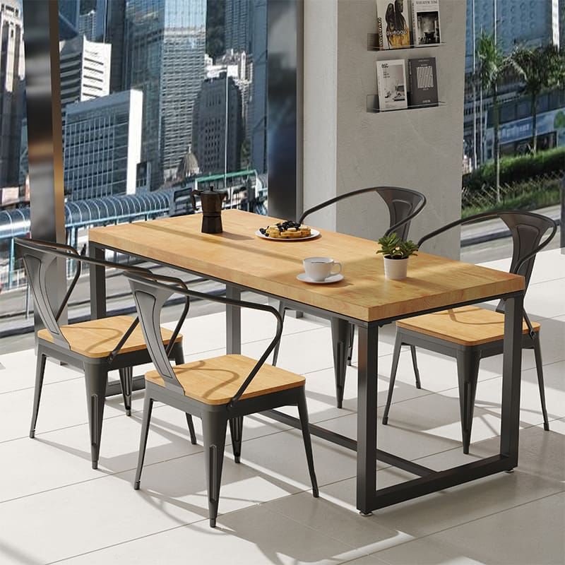 Bàn ghế ăn gỗ nguyên khối nhà hàng phong cách công nghiệp - BGCF-1149