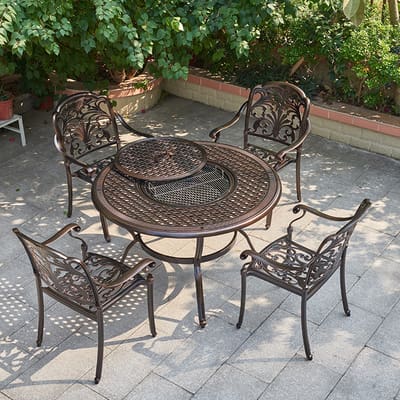 Bàn ghế nướng ngoài trời nhôm đúc sân vườn ngoài ngoài trời bền đẹp, thân thi BGSV_1258