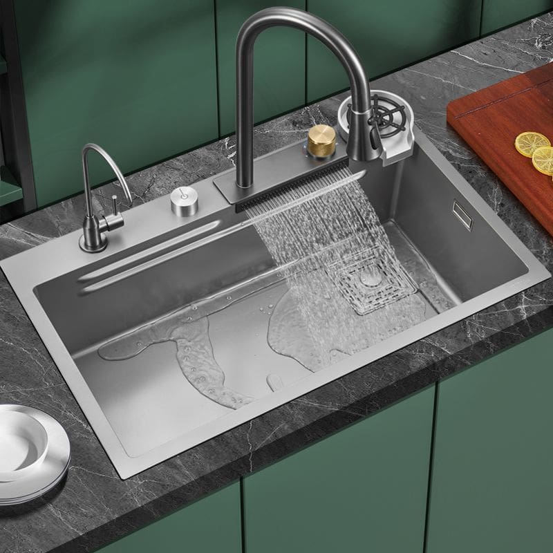 Nhà bếp thép không gỉ 304 nano đen thác nước cao cấp, tiện lợi cho nhà hàng C CR-63