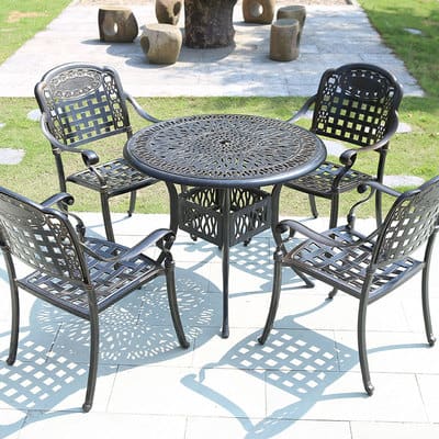 Bộ bàn ghế nhôm đúc ngoài trời phong cách châu ngoài trời bền đẹp, thân thiện BGSV_1488