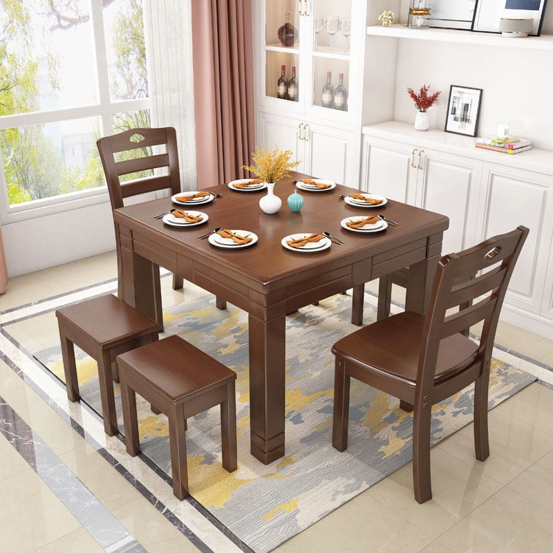 Bàn vuông bằng gỗ nguyên khối Bàn ăn và ghế vuông hiện đại - BGCF-571