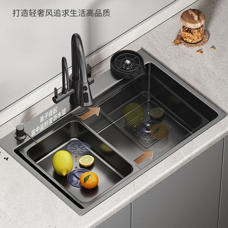 Nhà bếp inox bồn rửa cốc máy giặt dày tích cao cấp, tiện lợi cho nhà hàng CR-510