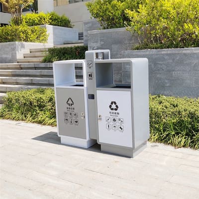 Thùng rác ngoài trời bằng thép không gỉ lớn vệ ngoài trời bền đẹp, thân thiện TGNT_344