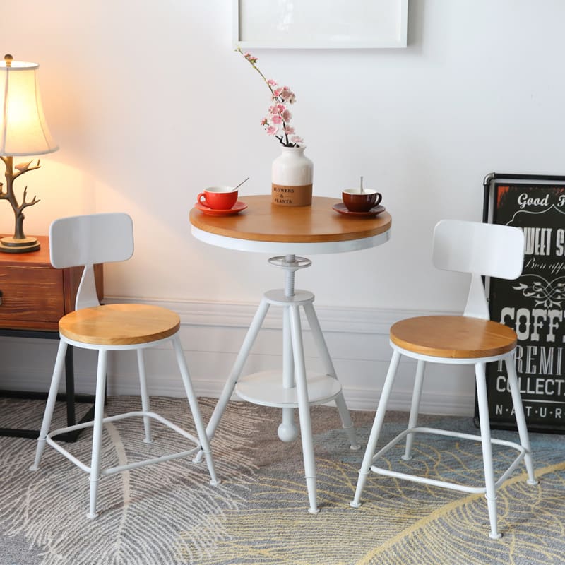 Bán buôn hiện đại sắt rèn Bàn ghế gỗ ba món tròn nâng Bàn - BGCF-1126