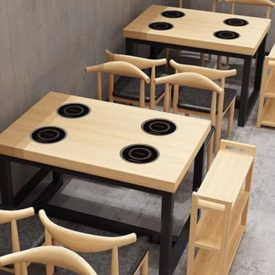 Bàn lẩu đá cẩm thạch, bàn ăn tích hợp bếp cao cấp, tiện lợi cho nhà hàng BN-65
