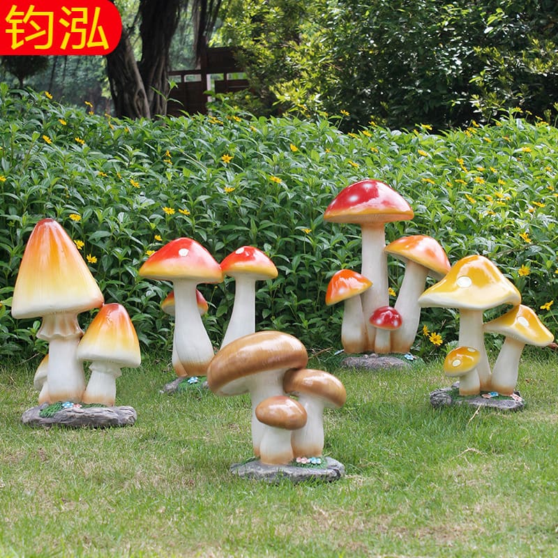 Cảnh quan sân vườn nhựa mô phỏng nấm đồ trang ngoài trời bền đẹp, thân thiện  nan