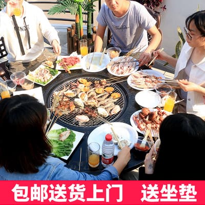 Bếp nướng carbon ngoài trời bàn ghế nhôm đúc ban ngoài trời bền đẹp, thân thi BGSV_1393