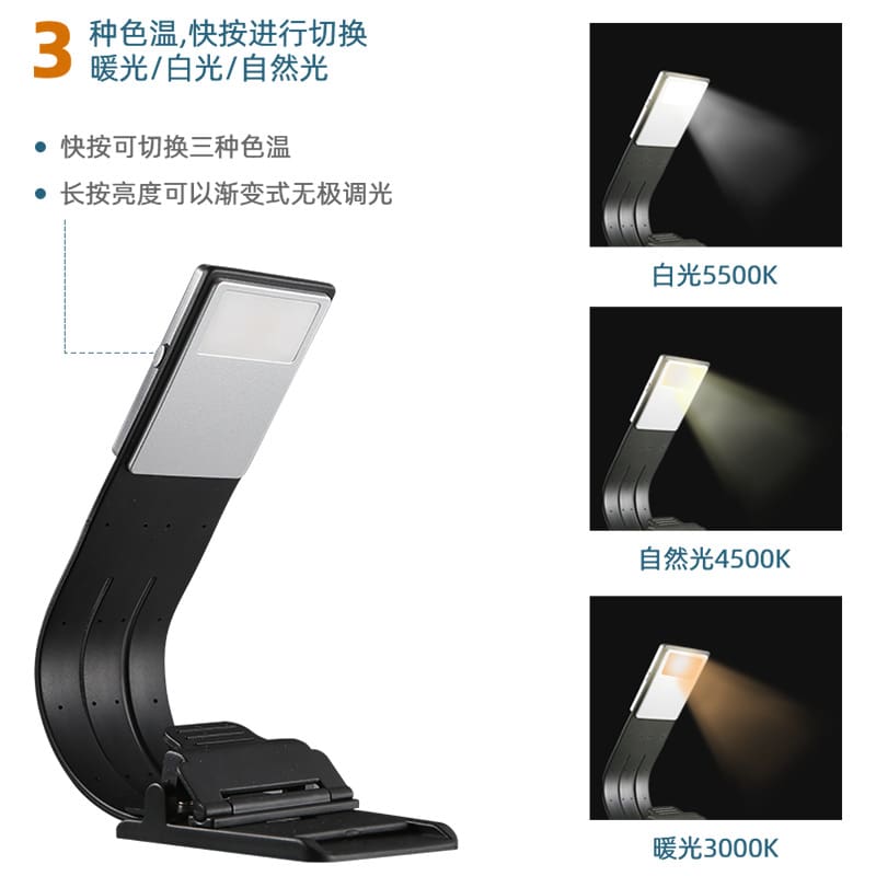Xuyên biên giới cổ điển sáng tạo đèn sách kẹp sạc đèn đọc sách và học - DDB-975